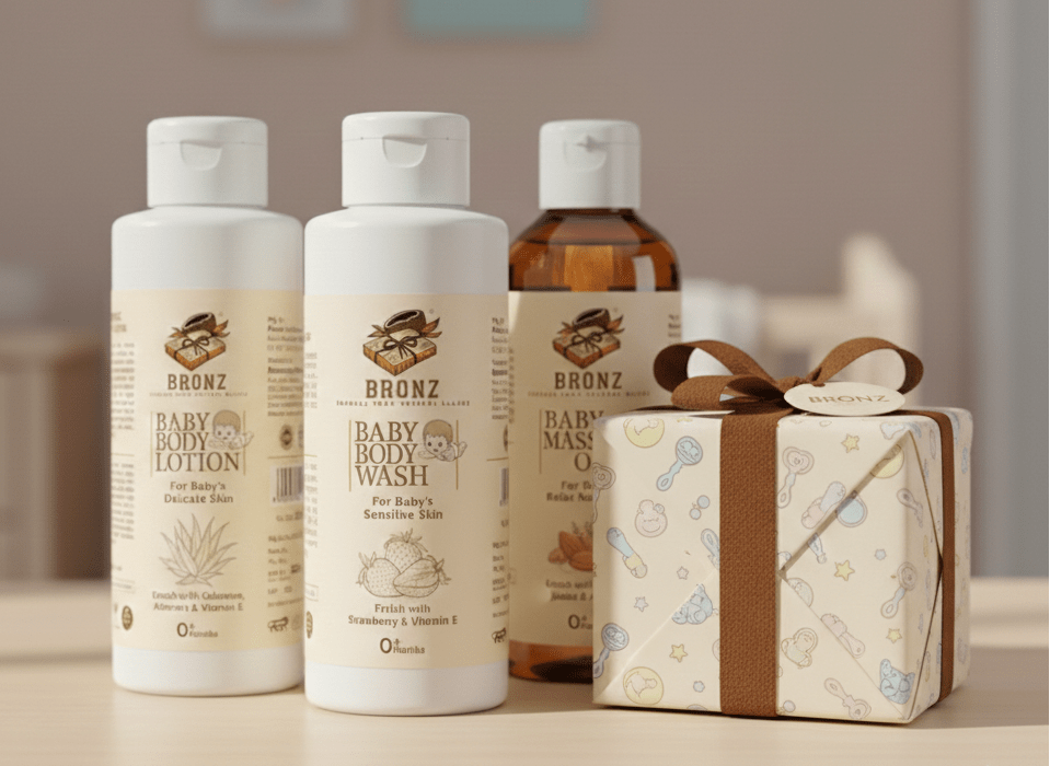 Bronz Baby Body Lotion(100ml), Massage Oil(100ml) & Body Wash(100ml) Gift Pack For Your Loved Ones - BRONZBronz Baby Body Lotion(100ml), Massage Oil(100ml) & Body Wash(100ml) Gift Pack For Your Loved OnesBRONZBRONZ5698562541Bronz Baby Body Lotion(100ml), Massage Oil(100ml) & Body Wash(100ml) Gift Pack For Your Loved Ones