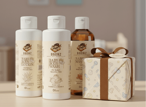 Bronz Baby Body Lotion(100ml), Massage Oil(100ml) & Body Wash(100ml) Gift Pack For Your Loved Ones - BRONZBronz Baby Body Lotion(100ml), Massage Oil(100ml) & Body Wash(100ml) Gift Pack For Your Loved OnesBRONZBRONZ5698562541Bronz Baby Body Lotion(100ml), Massage Oil(100ml) & Body Wash(100ml) Gift Pack For Your Loved Ones