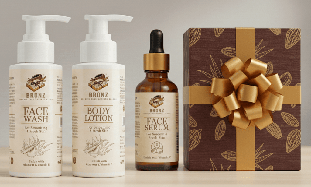 Bronz Body Lotion, Face Serum Vitamin C & Face Wash, Gift Pack For Your Loved Ones - BRONZBronz Body Lotion, Face Serum Vitamin C & Face Wash, Gift Pack For Your Loved OnesBRONZBRONZ#original_value#