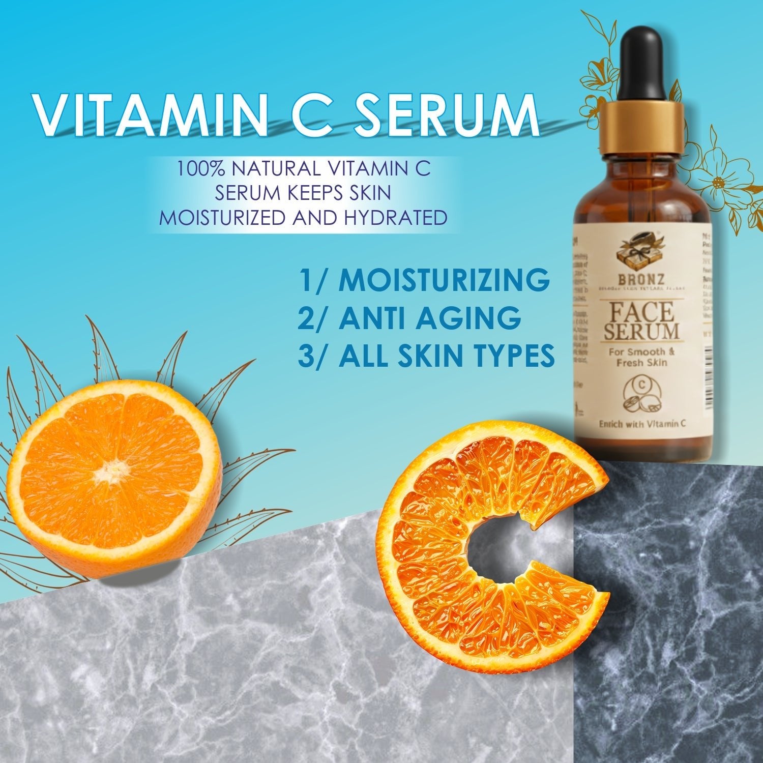 Bronz Face Serum Enrich With Vitamin C 30ml. - BRONZBronz Face Serum Enrich With Vitamin C 30ml.BronzBRONZBRN-FC-SRM-NRCBronz Face Serum Enrich With Vitamin C 30ml.
